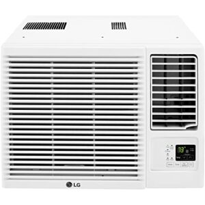 lg 7,500 btu window air conditioner with supplemental heat, cools 320 sq.ft. (16' x 20' room size), electronic controls with remote, 2 cooling, heating & fan speeds, slide in-out chassis, 115v