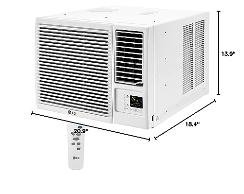 LG 7,500 BTU Window Air Conditioner with Supplemental Heat, Cools 320 Sq.Ft. (16' x 20' Room Size), Electronic Controls with Remote, 2 Cooling, Heating & Fan Speeds, Slide In-Out Chassis, 115V