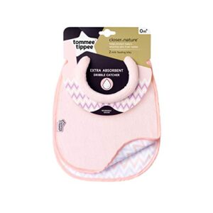 Tommee Tippee Closer to Nature Comfi-Neck Baby Bib with Padded Collar, Reversible – Pink Chevron, 2 Count