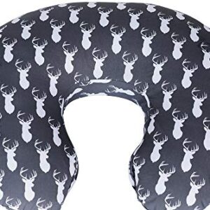 Maternity Breastfeeding Pillow Cover by Danha-Newborn Baby Feeding Cushion Case-Cute Donut Shape Wedge Pillow-Best Infant Support-for New Moms-Deer Head Prints Slipcover-Breathable Soft Fabric