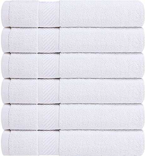 Utopia Towels 6 Pack Small Bath Towel Set, 100% Ring Spun Cotton (22 x 44 Inches) Lightweight and Highly Absorbent Quick Drying Towels, Premium Towels for Hotel, Spa and Bathroom (White)