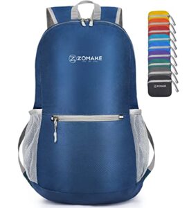 zomake ultra lightweight hiking backpack 20l - water resistant small backpack packable daypack for women men(navy blue)