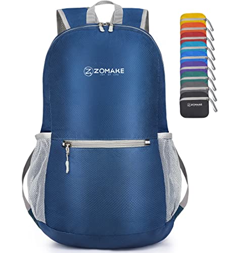 ZOMAKE Ultra Lightweight Hiking Backpack 20L - Water Resistant Small Backpack Packable Daypack for Women Men(Navy Blue)