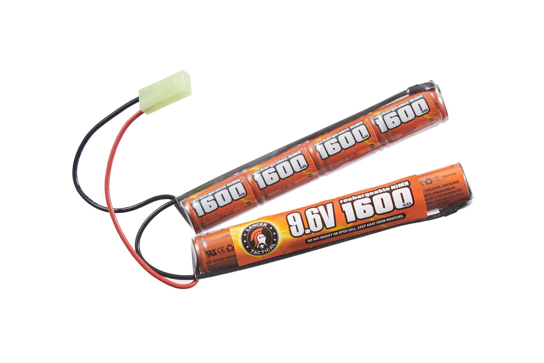 Lancer Tactical Nimh Airsoft Battery Compatible with Lancer AEG Airsoft (9.6V, 1600 mAh Nunchuck)