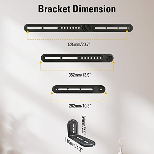 Mounting Dream Soundbar Mount Sound Bar TV Bracket for Mounting Above or Under TV Fits Most of Sound Bars Up to 15 Lbs, with Detachable Long Extension Plates MD5420