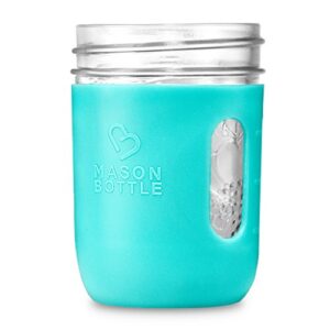 mason bottle silicone sleeve: fits any 8 ounce regular-mouth mason jar, extra grip and protection, non-toxic, dishwasher safe, made in the usa (agave color)