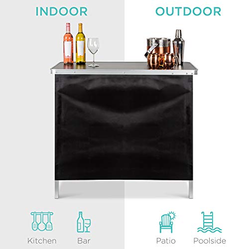 Best Choice Products Portable Pop-Up Bar Table for Indoor, Outdoor, Party, Picnic, Tailgate, Entertaining w/Carrying Case, Storage Shelf, Removable Skirt