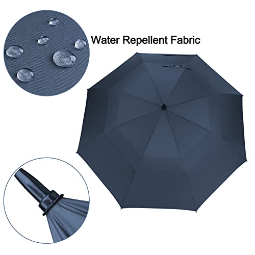 G4Free Large Oversized Golf Umbrella Double Canopy Navy Blue Windproof Waterproof Automatic Open Travel Umbrellas (Dark Blue)