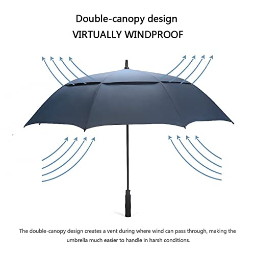 G4Free Large Oversized Golf Umbrella Double Canopy Navy Blue Windproof Waterproof Automatic Open Travel Umbrellas (Dark Blue)