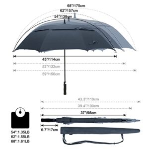 G4Free Large Oversized Golf Umbrella Double Canopy Navy Blue Windproof Waterproof Automatic Open Travel Umbrellas (Dark Blue)