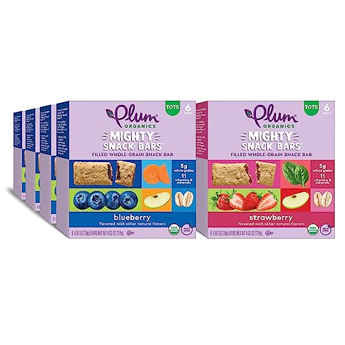 Plum Organics | Mighty Snack Bars | Organic Toddler & Kids Snacks | Blueberry + Strawberry Variety Pack | 0.67 Ounce Bar (48 Total)