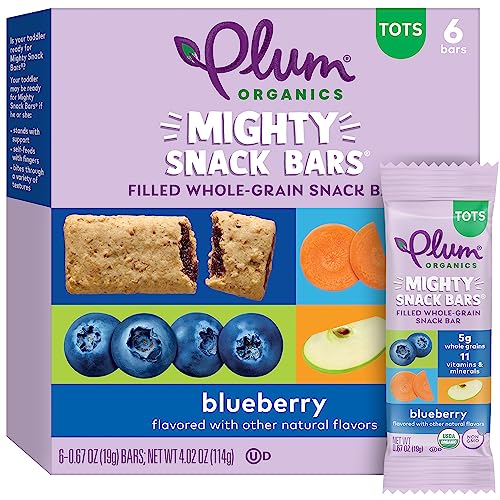 Plum Organics | Mighty Snack Bars | Organic Toddler & Kids Snacks | Blueberry + Strawberry Variety Pack | 0.67 Ounce Bar (48 Total)