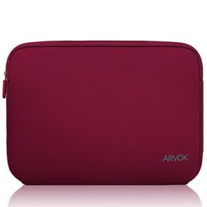 arvok 13 13.3 14 inch laptop sleeve case for macbook pro 14 2021/water-resistant notebook chromebook computer pocket briefcase carrying bag pouch skin cover for hp/dell/lenovo/asus/acer, wine red