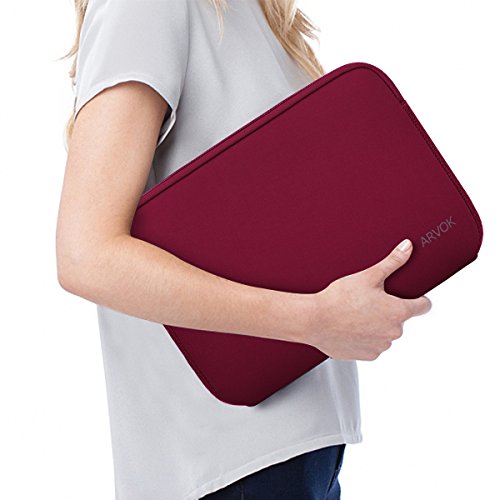 Arvok 13 13.3 14 Inch Laptop Sleeve Case for MacBook Pro 14 2021/Water-Resistant Notebook Chromebook Computer Pocket Briefcase Carrying Bag Pouch Skin Cover for HP/Dell/Lenovo/Asus/Acer, Wine Red