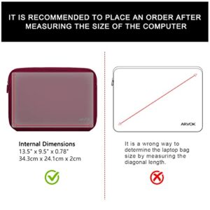 Arvok 13 13.3 14 Inch Laptop Sleeve Case for MacBook Pro 14 2021/Water-Resistant Notebook Chromebook Computer Pocket Briefcase Carrying Bag Pouch Skin Cover for HP/Dell/Lenovo/Asus/Acer, Wine Red