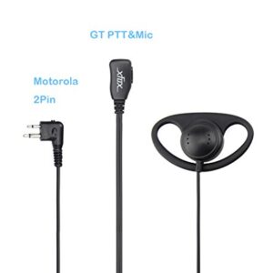 XFOX Walkie Talkie Earpiece 2Pin D Shape Earpiece Headset Push to Talk Mic compatiable with Moto Two Way Radio Walkie Talkie CP040 CP200 CLS1410 CLS1450 GP208 GP2000 GP3188 Etc.