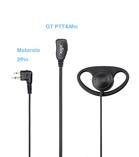 XFOX Walkie Talkie Earpiece 2Pin D Shape Earpiece Headset Push to Talk Mic compatiable with Moto Two Way Radio Walkie Talkie CP040 CP200 CLS1410 CLS1450 GP208 GP2000 GP3188 Etc.