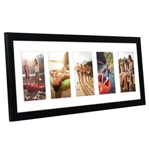 Americanflat 8x24 Collage Picture Frame in Black - Displays Five 4x6 Frame Openings - Engineered Wood Panoramic Picture Frame with Shatter Resistant Glass and Hanging Hardware Included