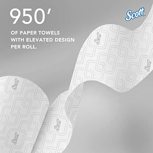 Scott® Essential High-Capacity Hard Roll Towels (02001), with Elevated Design and Absorbency Pockets™, for Purple Core Dispensers, White, Unperforated, (950'/Roll, 6 Rolls/Case, 5,700'/Case)