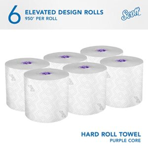 Scott® Essential High-Capacity Hard Roll Towels (02001), with Elevated Design and Absorbency Pockets™, for Purple Core Dispensers, White, Unperforated, (950'/Roll, 6 Rolls/Case, 5,700'/Case)