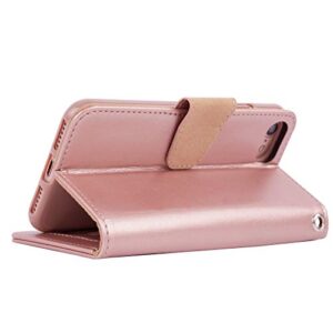 Arae Case for iPhone 7 / iPhone 8 / iPhone SE3 2022 / iPhone SE 2020, Premium PU Leather Wallet Case with Kickstand and Flip Cover, Rose Gold