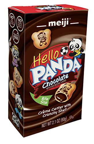MEIJI Hello Panda Cookies, Chocolate Crème Filled - 2.1 oz, Pack of 10 - Bite Sized Cookies with Fun Panda Sports