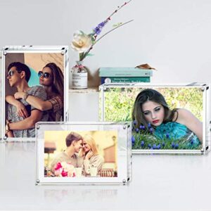 Boxalls 4x6 Inches Acrylic Picture Frame, Double Sided Clear Frameless Photo Frame with Magnetic Desktop Transparent