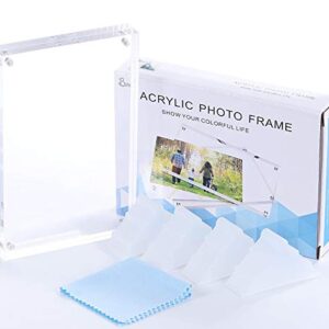 Boxalls 5x7 Inches Acrylic Picture Frame, Double Sided Clear Frameless Photo Frame with Magnetic Desktop Transparent