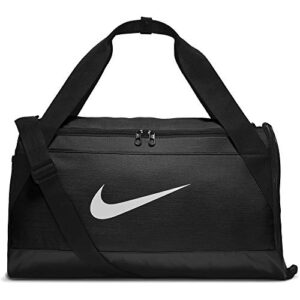 nike brasilia training duffel bag, black/black/white, one size