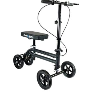 KneeRover Economy Knee Scooter Steerable Knee Walker Crutch Alternative with DUAL BRAKING SYSTEM in Matte Black