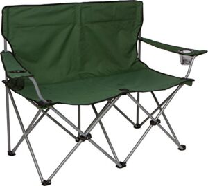 trademark innovations loveseat style double camp chair, 40" l x 22" w x 31.5" h, polyester, army green