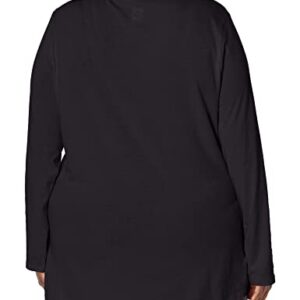 Just My Size Women's Plus Size Split Neck Tunic, Black, 2X