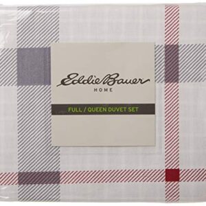 Eddie Bauer - Queen Duvet Cover Set, Reversible Cotton Bedding with Matching Shams, Stylish Home Decor (Portage Bay Grey, Queen)