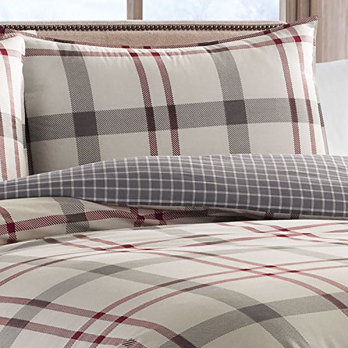 Eddie Bauer - Queen Duvet Cover Set, Reversible Cotton Bedding with Matching Shams, Stylish Home Decor (Portage Bay Grey, Queen)