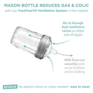 Mason Bottle Silicone Nipples: Slow Flow for 0-3 Months: Make a BPA Free Glass Baby Bottle Using Any Regular-Mouth Mason Jar, Non-Toxic, 100% Made in The USA (2 Pack)