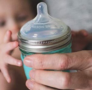 Mason Bottle Silicone Nipples: Slow Flow for 0-3 Months: Make a BPA Free Glass Baby Bottle Using Any Regular-Mouth Mason Jar, Non-Toxic, 100% Made in The USA (2 Pack)