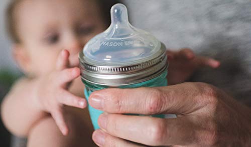 Mason Bottle Silicone Nipples: Slow Flow for 0-3 Months: Make a BPA Free Glass Baby Bottle Using Any Regular-Mouth Mason Jar, Non-Toxic, 100% Made in The USA (2 Pack)