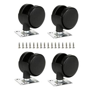 shinein black plastic 1.5 inch plate casters furniture wheels replacement set of 4 with 16 screws