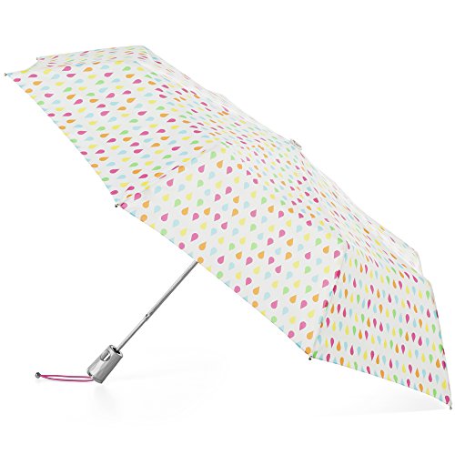 totes Automatic Open Water-Resistant Travel Foldable Umbrella, White Rain
