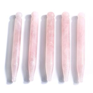 CCbeauty Handmade Natural Facial Rose Quartz Crystal Gua Sha Scraping Massage Tools,Massage Wand Guasha for Body Eye Neck Back Acupuncture Therapy Stick Point Treatment Mother's Day Gift Set, 1