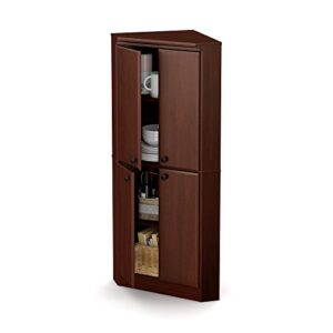 South Shore 4-Door Corner Armoire for Small Space with Adjustable Shelves, Royal Cherry
