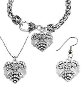policeman's wife, necklace, earring, and bracelet set, hypoallergenic, safe-nickel, lead, cadmium free