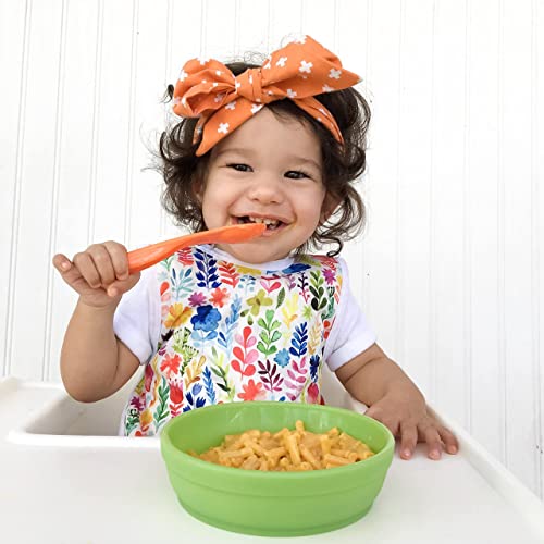 BapronBaby Rainbow Watercolor Floral Bapron - Soft Waterproof Stain Resistant Bib - Machine Washable - 6m - 5yr - (Sz Baby/Toddler 6m-3T)