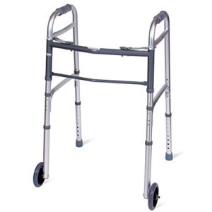 carex folding walker for seniors - adult walker with wheels - portable medical walker with adjustable height, 30-37 inches, aluminum, lightweight