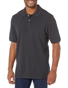 amazon essentials men's regular-fit cotton pique polo shirt (available in big & tall), black, large