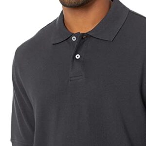 Amazon Essentials Men's Regular-Fit Cotton Pique Polo Shirt (Available in Big & Tall), Black, Large