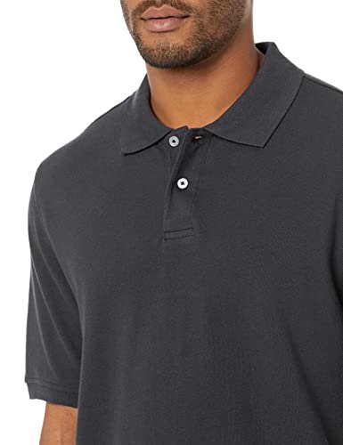 Amazon Essentials Men's Regular-Fit Cotton Pique Polo Shirt (Available in Big & Tall), Black, Large