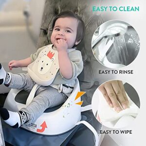 Prince Lionheart Squish Booster Seat, Gray, 3-Point Harness Dual-Strap System, Easy to Wipe Clean, Lightweight