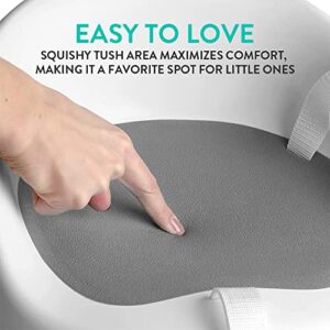 Prince Lionheart Squish Booster Seat, Gray, 3-Point Harness Dual-Strap System, Easy to Wipe Clean, Lightweight