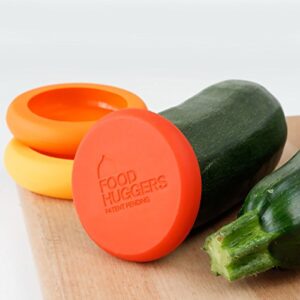 Food Huggers 5pc Reusable Silicone Food Savers | BPA Free & Dishwasher Safe | Fruit & Vegetable Produce Storage for Onion, Tomato, Lemon, Banana, Cans & More | Round, Autumn Harvest